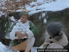 snowball fight elf animated 