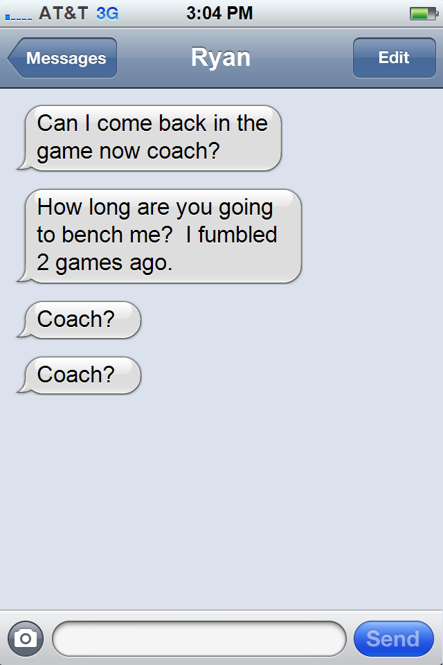 (Fake) Text Messages of Norv Turner - Bolts From The Blue