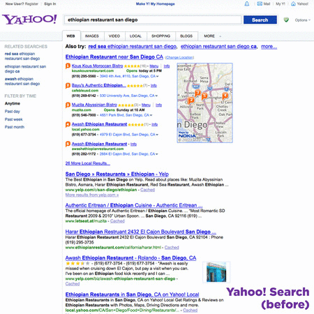 Yahoo design before and after
