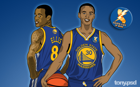 New Golden State Warriors Art: Monta Ellis + Stephen Curry with the New  Logos and Uniforms - Golden State Of Mind