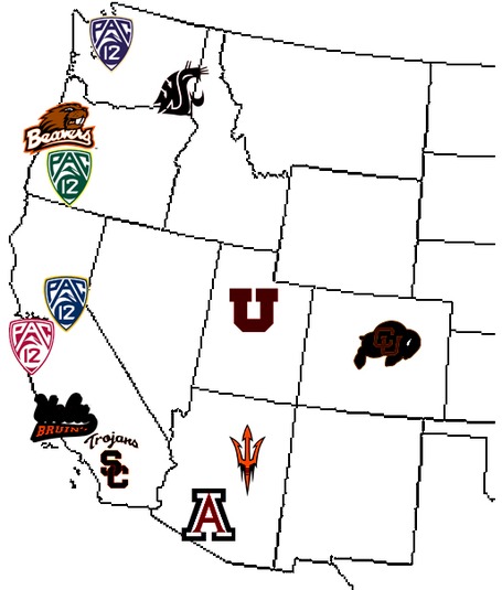 Pac-12 map - Oregon