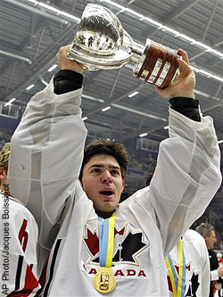 Price with World Junior Hockey Championship trophy